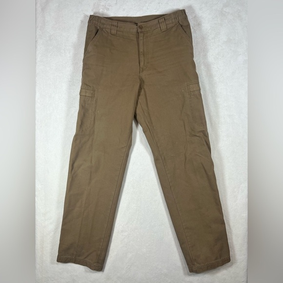 L.L. Bean 33W 32L Men's Brown Cargo Pants Heavy Cotton Canvas Carpenter Pants - Picture 1 of 12